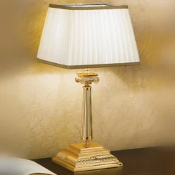 Tischleuchte Sarafine mit Pongé-Schirm, 51 cm hoch
