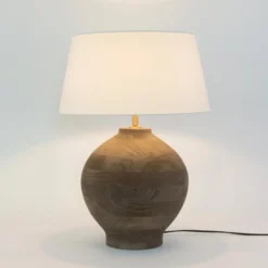Tischleuchte SORATTE, natur/écru, Höhe 48 cm, Mangoholz, E27