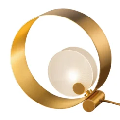 Tischleuchte Sound TL1, rund, goldener Rahmen, G9