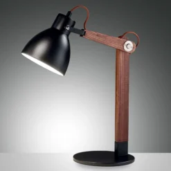 Tischleuchte Sveva aus Holz, schwarz/walnuss