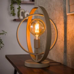 Tischleuchte Turn Around, beige, Höhe 43 cm, Metall, E27