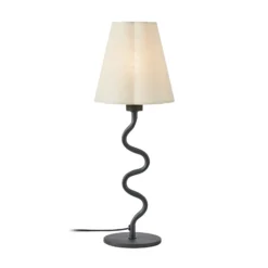 Tischleuchte Veya, schwarz/beige, Leinen, Höhe 41 cm, E14