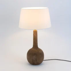 Tischleuchte VEZZANA, natur/écru, Höhe 47 cm, Mangoholz, E27