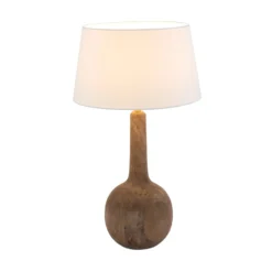Tischleuchte VEZZANA, natur/écru, Höhe 47 cm, Mangoholz, E27