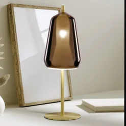 Tischleuchte X-Ray, bronzefarben/goldfarben, Höhe 39 cm Glas