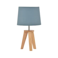 Tischleuchte Yoga, petrol/holz hell, 34 cm, Baumwolle/Holz