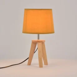 Tischleuchte Yoga, senfgelb/holz hell, 34 cm, Baumwolle/Holz