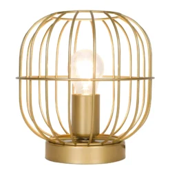 Tischleuchte Zenith in Käfigform, gold
