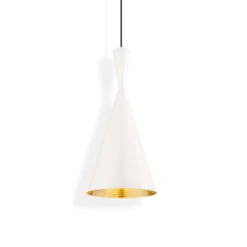 Tom Dixon LED-Hängelampe Beat Tall, weiß, Ø 19 cm, Messing