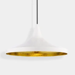Tom Dixon LED-Hängelampe Beat Wide, weiß, Ø 36 cm, Messing