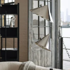 Tom Dixon LED-Hängelampe Pose, silber, Ø 43 cm, Stahl, dim