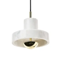 Tom Dixon LED-Hängelampe Stone, weiß, Ø 18 cm, Marmor