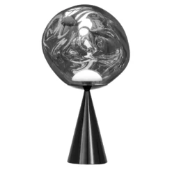 Tom Dixon LED-Tischlampe Melt Cone Fat, chrom/schwarz, 47 cm