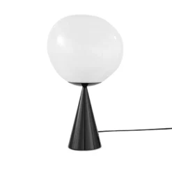 Tom Dixon LED-Tischlampe Melt Cone Fat, opal/schwarz, 47 cm