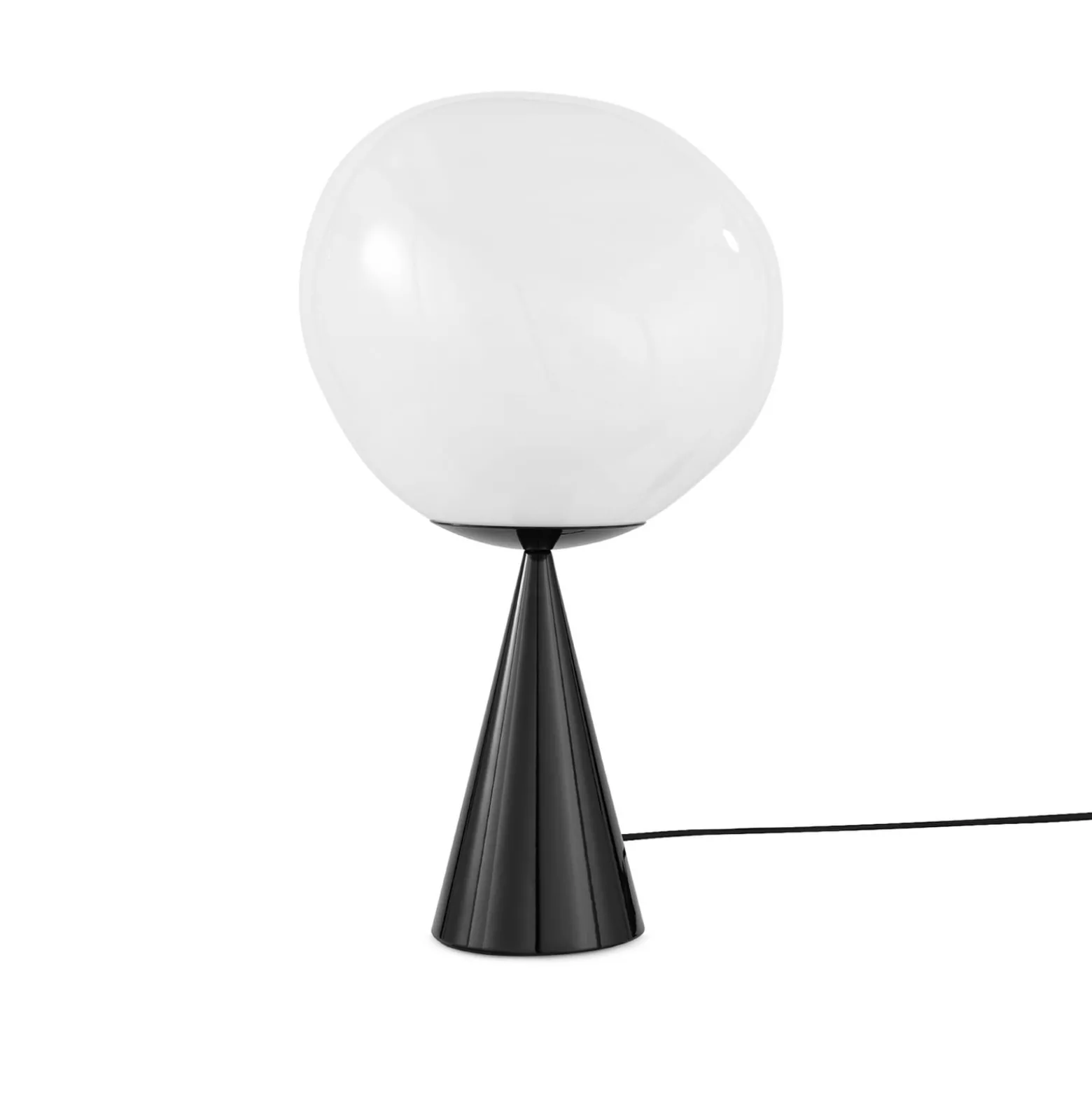 Tom Dixon LED-Tischlampe Melt Cone Fat, opal/schwarz, 47 cm