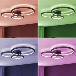 Trio WiZ Aaron smarte LED-Deckenleuchte, anthrazit