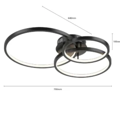 Trio WiZ Aaron smarte LED-Deckenleuchte, anthrazit