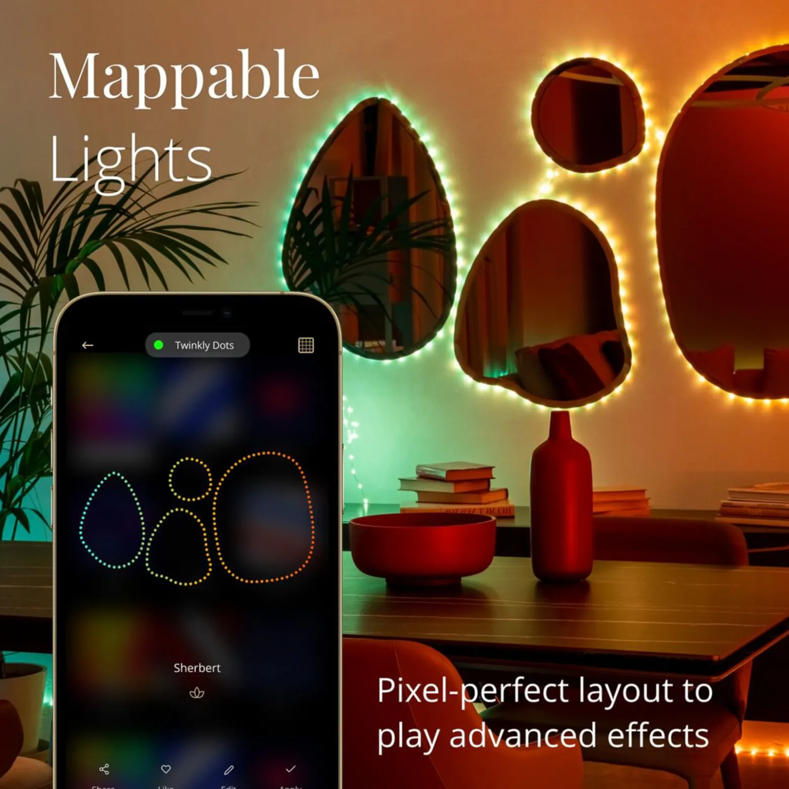 Twinkly Dots LED-Kette RGB, transparent, IP44, 10m