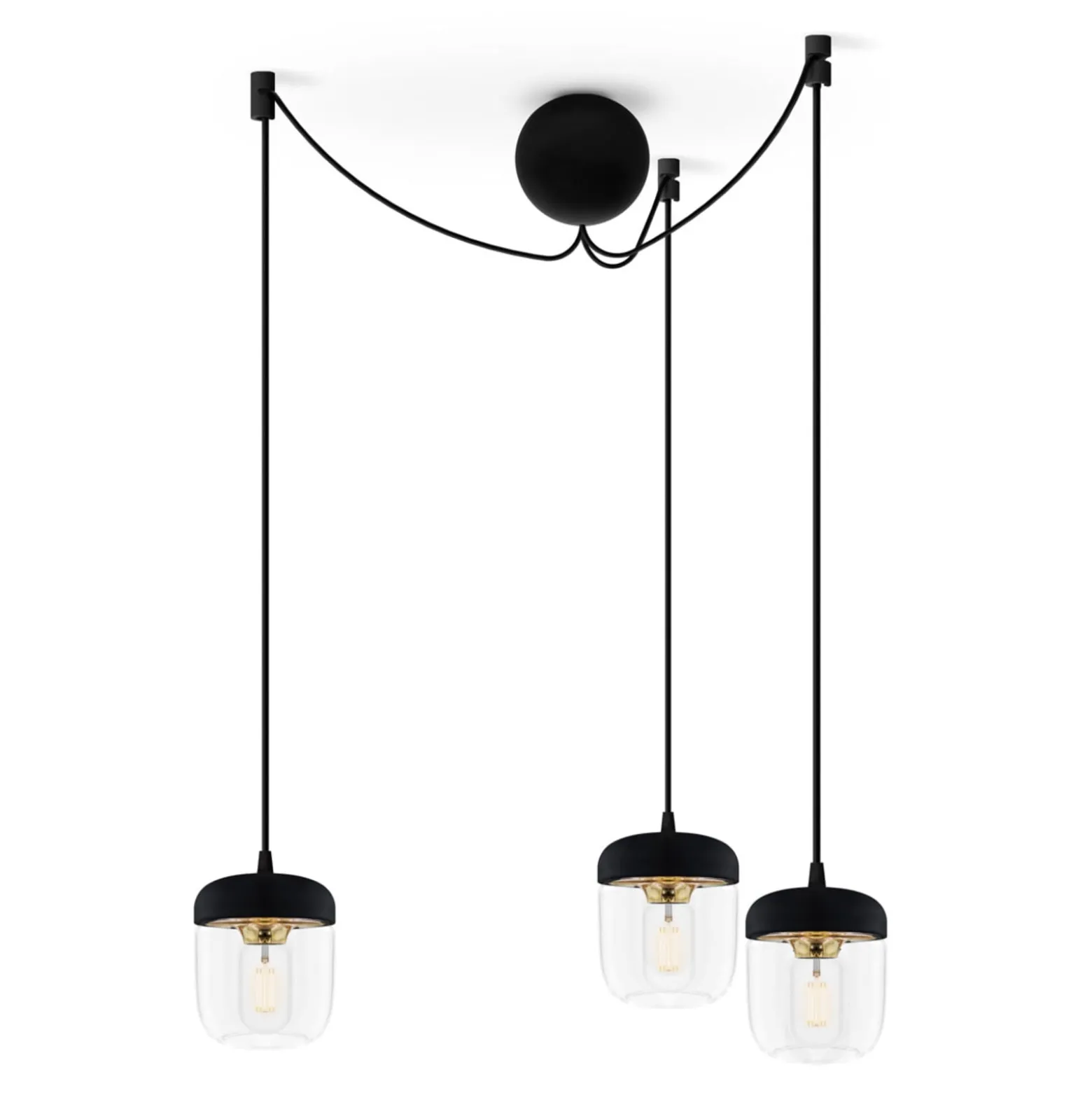 UMAGE Acorn Hängelampe 3-flg. schwarz/messing