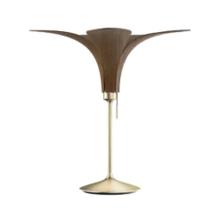 UMAGE Jazz Tischlampe Eiche dunkel, Fuß messing