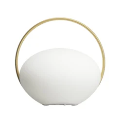 UMAGE LED-Akku-Tischleuchte Orbit, weiß/messing, IP44, CCT