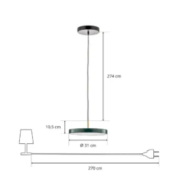 UMAGE LED-Hängelampe Asteria Mini dunkelgrün/messing Ø 31 cm