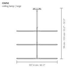 UMAGE LED-Hängelampe Omni, messingfarben Länge 107 cm 2-flg.