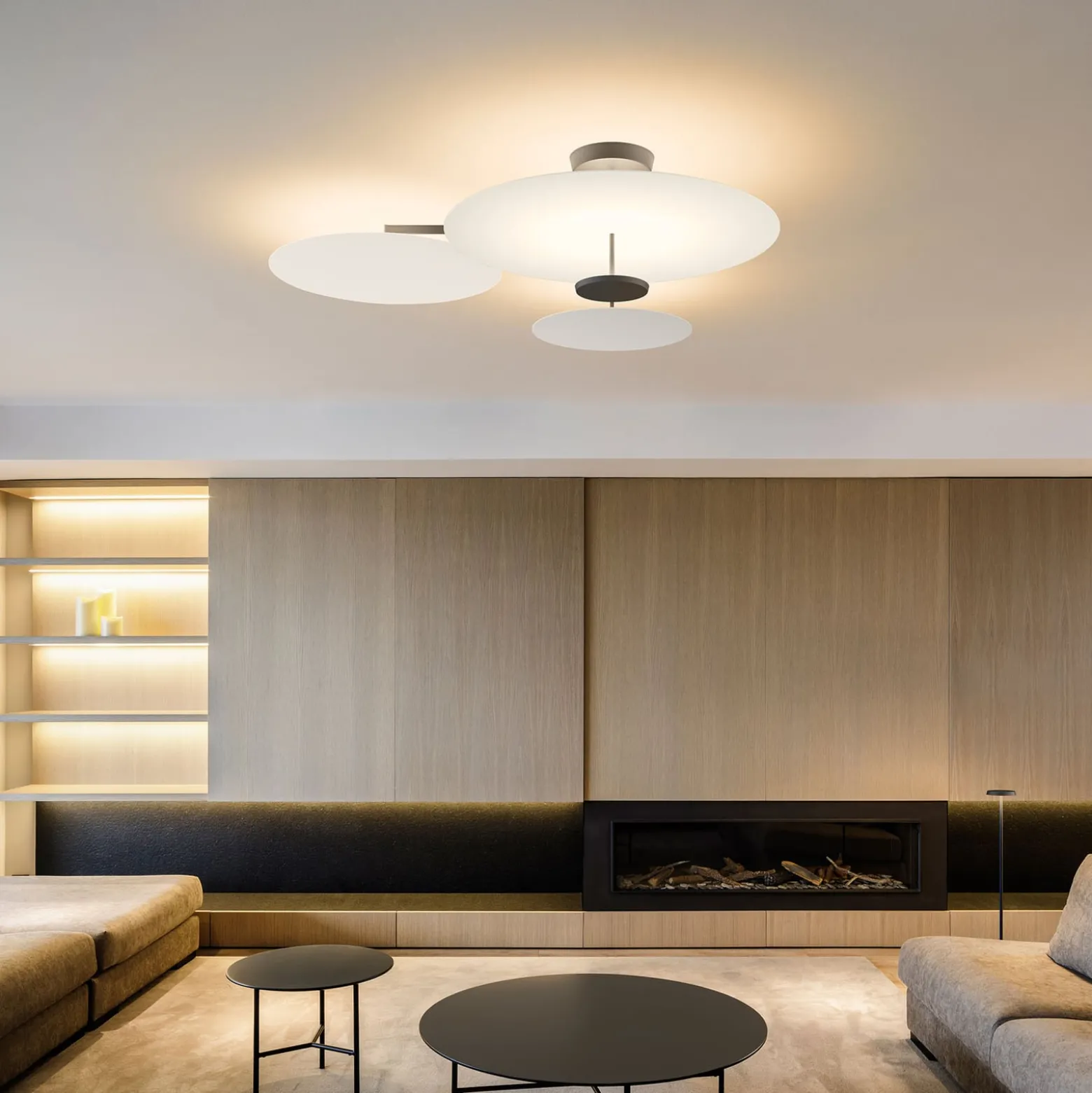 Vibia Flat LED-Deckenleuchte 4-flg. Ø 90 cm weiß