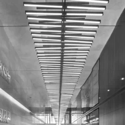 Vibia LED-Hängeleuchte RHYTHM, graubraun 199 x 87 cm 927 dim
