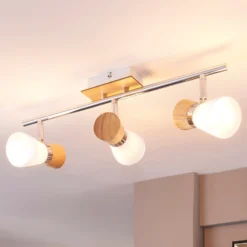 Vivica - 3-flammige Deckenlampe mit Holzelementen