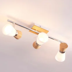 Vivica - 3-flammige Deckenlampe mit Holzelementen