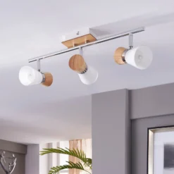 Vivica - 3-flammige Deckenlampe mit Holzelementen