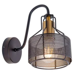 Wandlampe Foro, einflammig, schwarz/gold