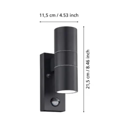 Wandlampe Riga 5 anthrazit, 21 cm Metall Sensor, 2-flg.
