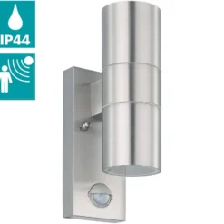 Wandlampe Riga 5 edelstahl 21 cm, Edelstahl, Sensor 2-flg.