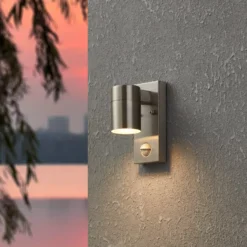 Wandlampe Riga 5 edelstahlfarben, 16 cm Edelstahl Sensor
