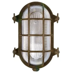 Wandlampe Tortuga oval 22,5cm messing antik/klar