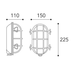 Wandlampe Tortuga 200.21, oval, nickel/opal