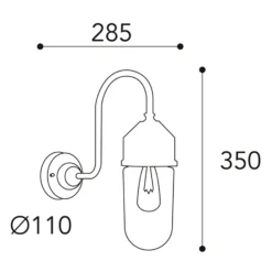 Wandleuchte 1950N messing antik, gerades Glas klar