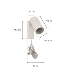 Wandstrahler Mono I mit Stecker weiß