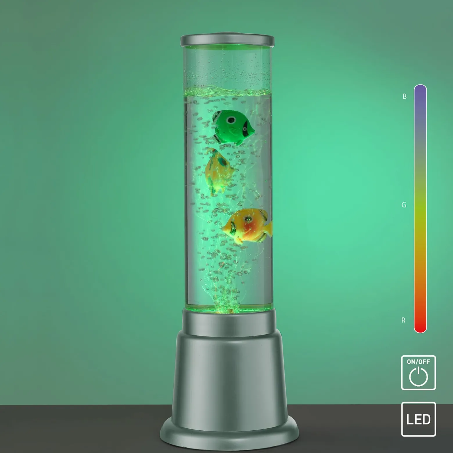 Wassersäule Ava mit LEDs und Fischen, Höhe 36cm