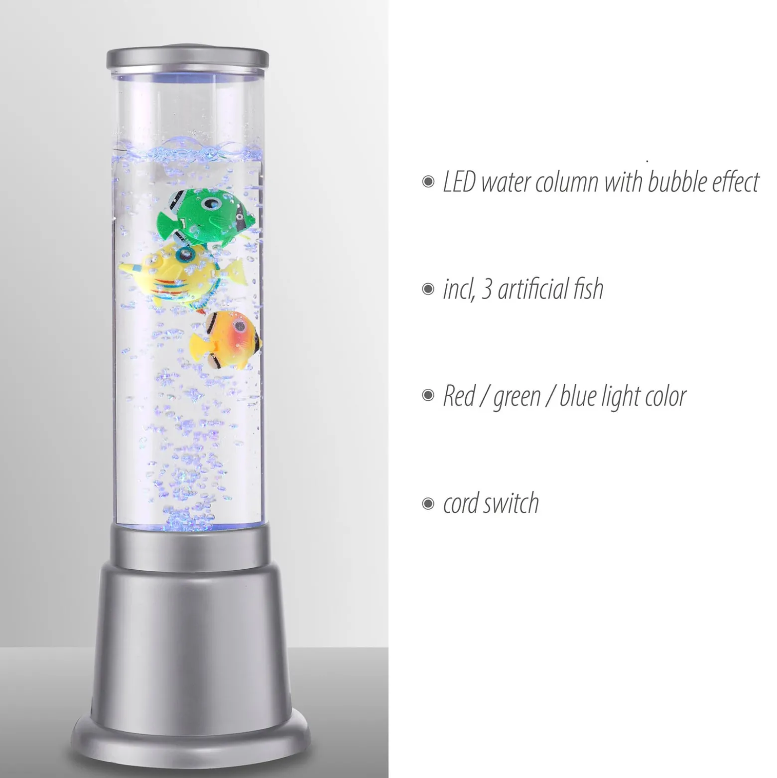 Wassersäule Ava mit LEDs und Fischen, Höhe 36cm