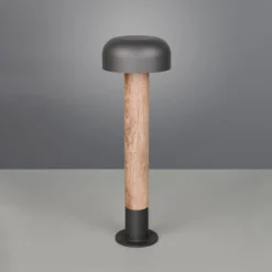 Wegeleuchte Fraser, grau/Holzoptik, Alu, IP54, Höhe 84,5 cm