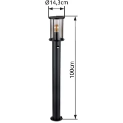Wegeleuchte Gracey, schwarz, Sensor, 100 cm, IP54, E27