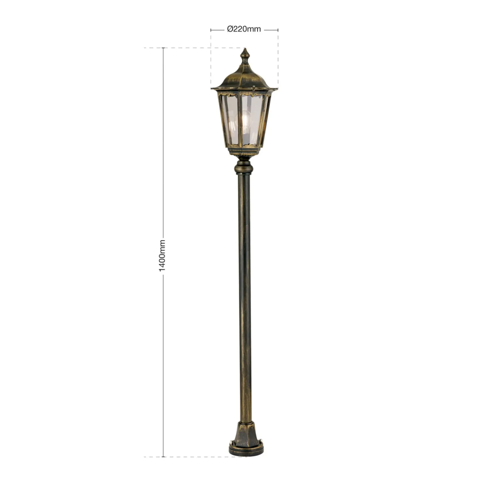 Wegeleuchte Puchberg 140 cm, schwarz-gold
