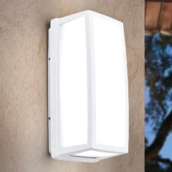 Weiße LED-Außenwandleuchte Bob aus Aluminium, IP54