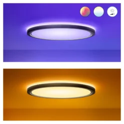 WiZ SuperSlim LED-Deckenleuchte RGBW Ø54cm schwarz