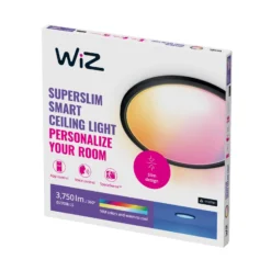 WiZ SuperSlim LED-Deckenleuchte RGBW Ø54cm schwarz