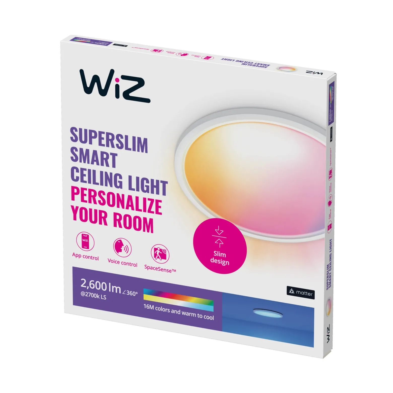 WiZ SuperSlim LED-Deckenleuchte RGBW Ø42cm weiß