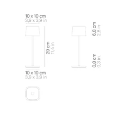 Zafferano Ofelia 3K Akku-Tischlampe IP65 grau